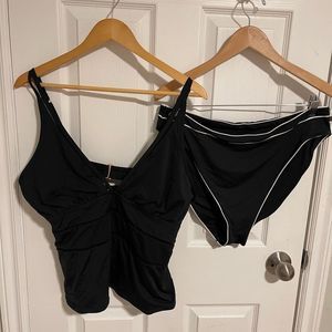 Xxl Womens la vie en  rose bathing suit swim bikini black and white gold